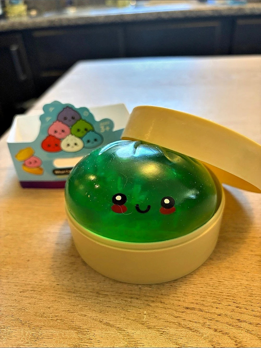 Glitter Dumpling Squishy Green & Sparkle Confetti Fidget Toy